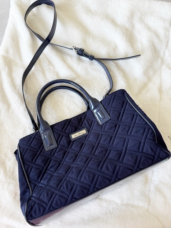 Vera Bradley Handbags - Vera Bradley quilted navy blue satchel bag with removable crossbody strap